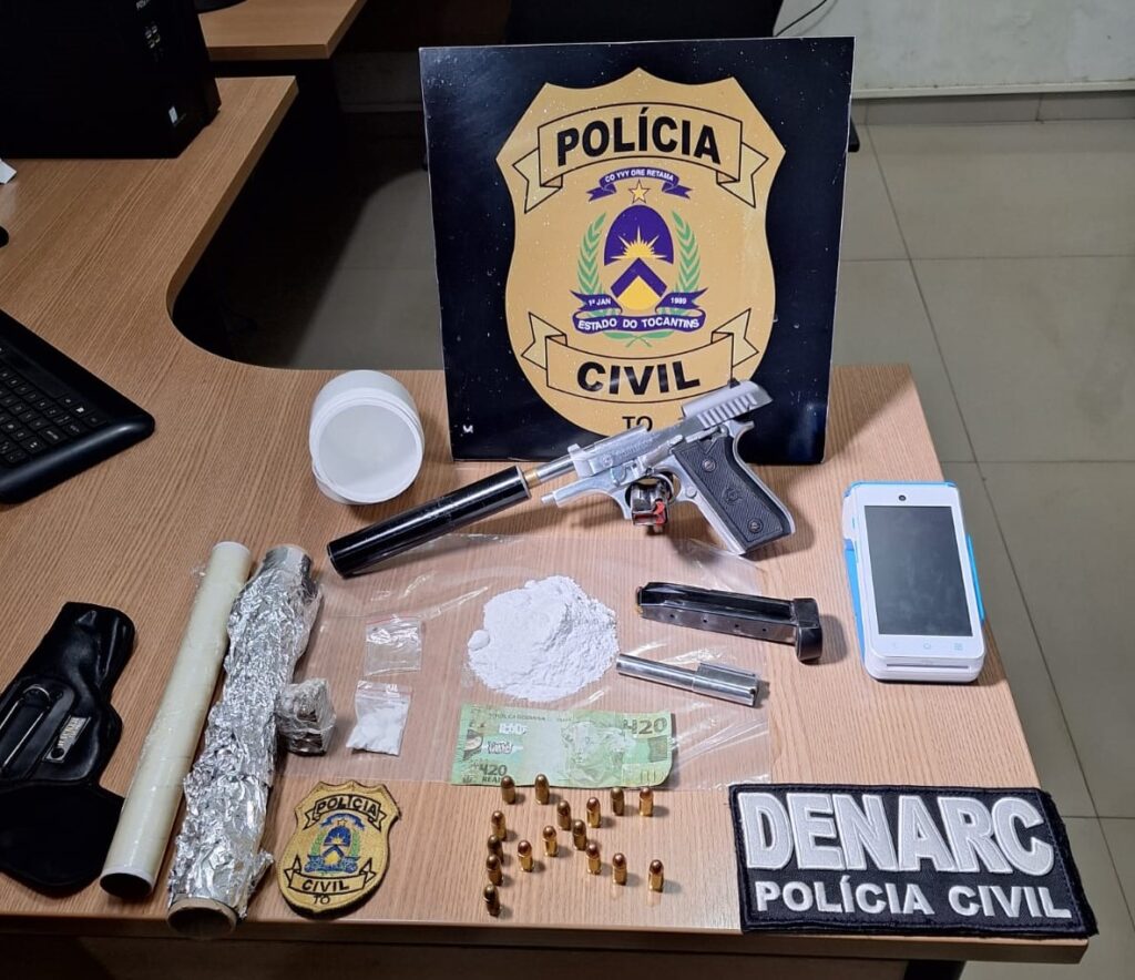 Operação Protetor: Em Araguaína, PC apreende porções de entorpecentes, arma de fogo e prende homem por tráfico de drogas